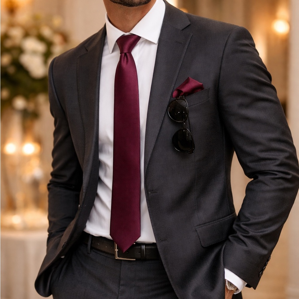 Via Europa Fine Neckwear Burgundy Silk Tie | Iridescent Sheen | Formal